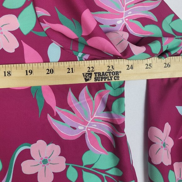 Cotton Bleu Top Blouse Women's XL Pink Floral Boho Balloon Sleeves Silky Peasant - Picture 6 of 7